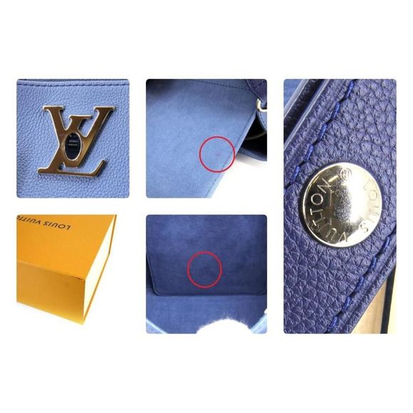 Louis Vuitton LockMe Bucket Shoulder Bag Taurillon Blue Jean - Picture 8 of 9